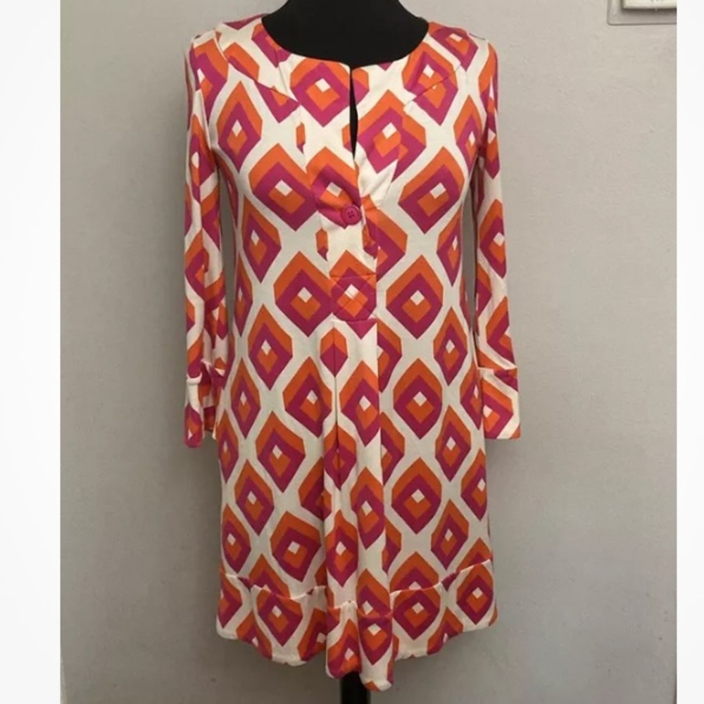 8-30 Diane Von Furstenberg Dress Vintage Silk A Line mod 0 FLAW